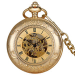 Montre de poche dorée à remontage manuel, décor gravé
