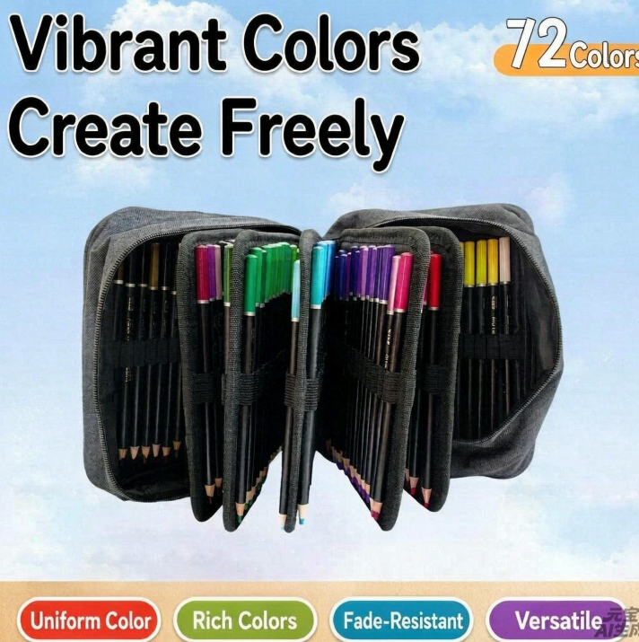 Crayons de couleur à l’huile — 120 teintes et trousse de rangement
