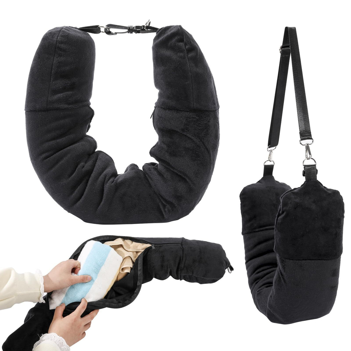 Coussin de nuque de voyage à garnir, fait aussi pochette