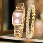 Parure montre carrée et bracelet à strass — coloris