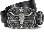Ceinture homme en cuir gravé — motif western, pour jean — coloris