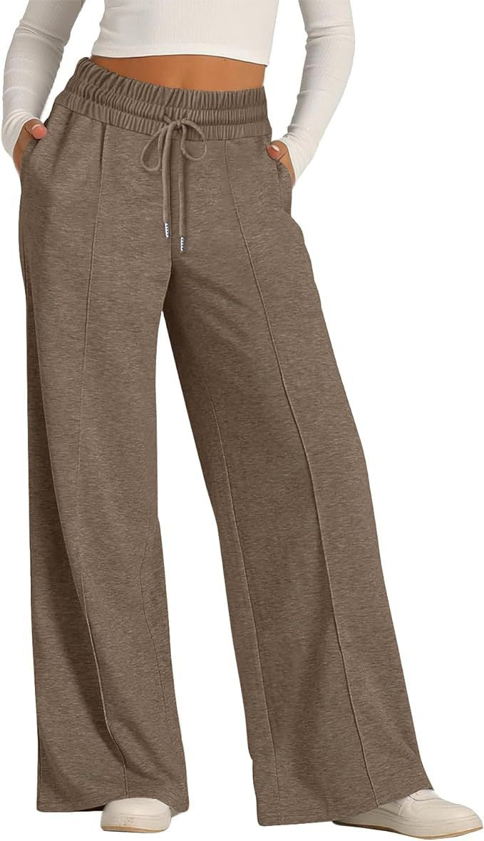 Pantalon large en molleton, pli marqué devant — coloris