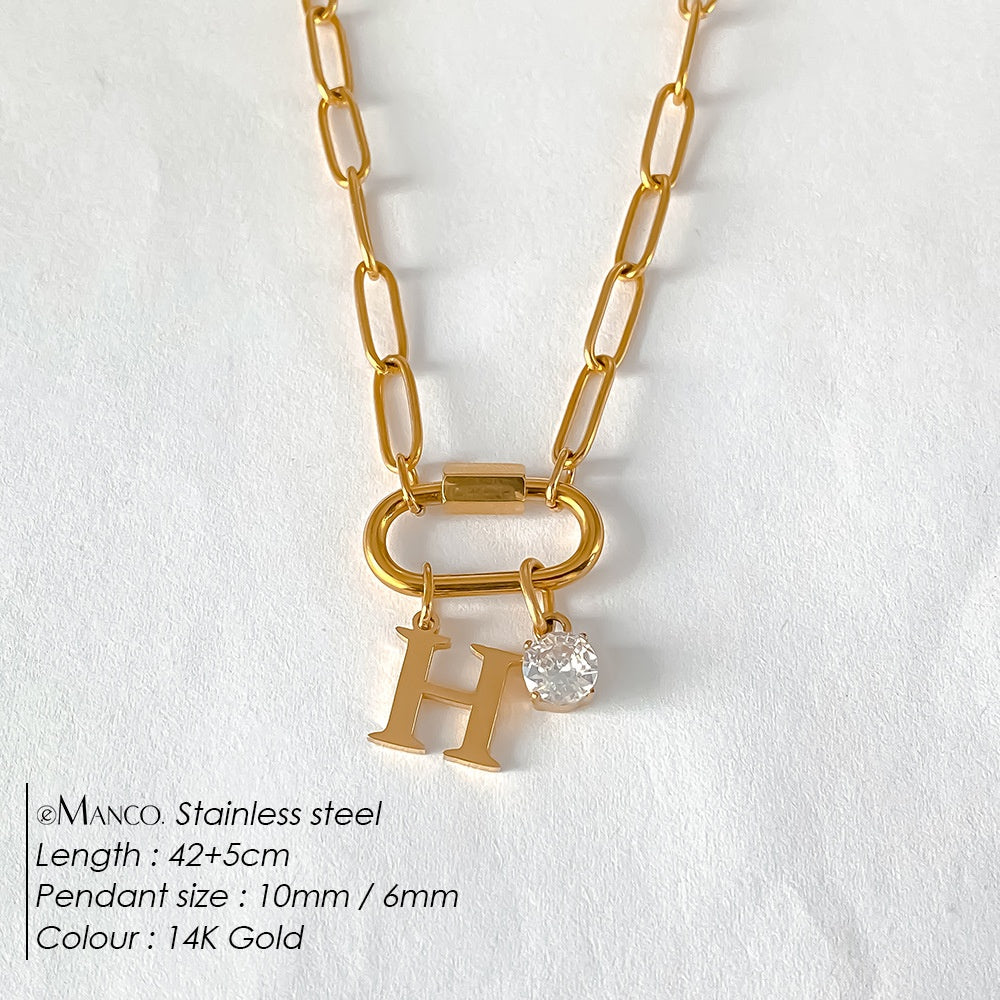 Collier lettre à personnaliser — initiale A à Z, acier inoxy — coloris