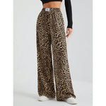Pantalon large à imprimé léopard, taille élastiquée