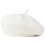 Béret femme en maille texturée — style rétro, noir ou blanc