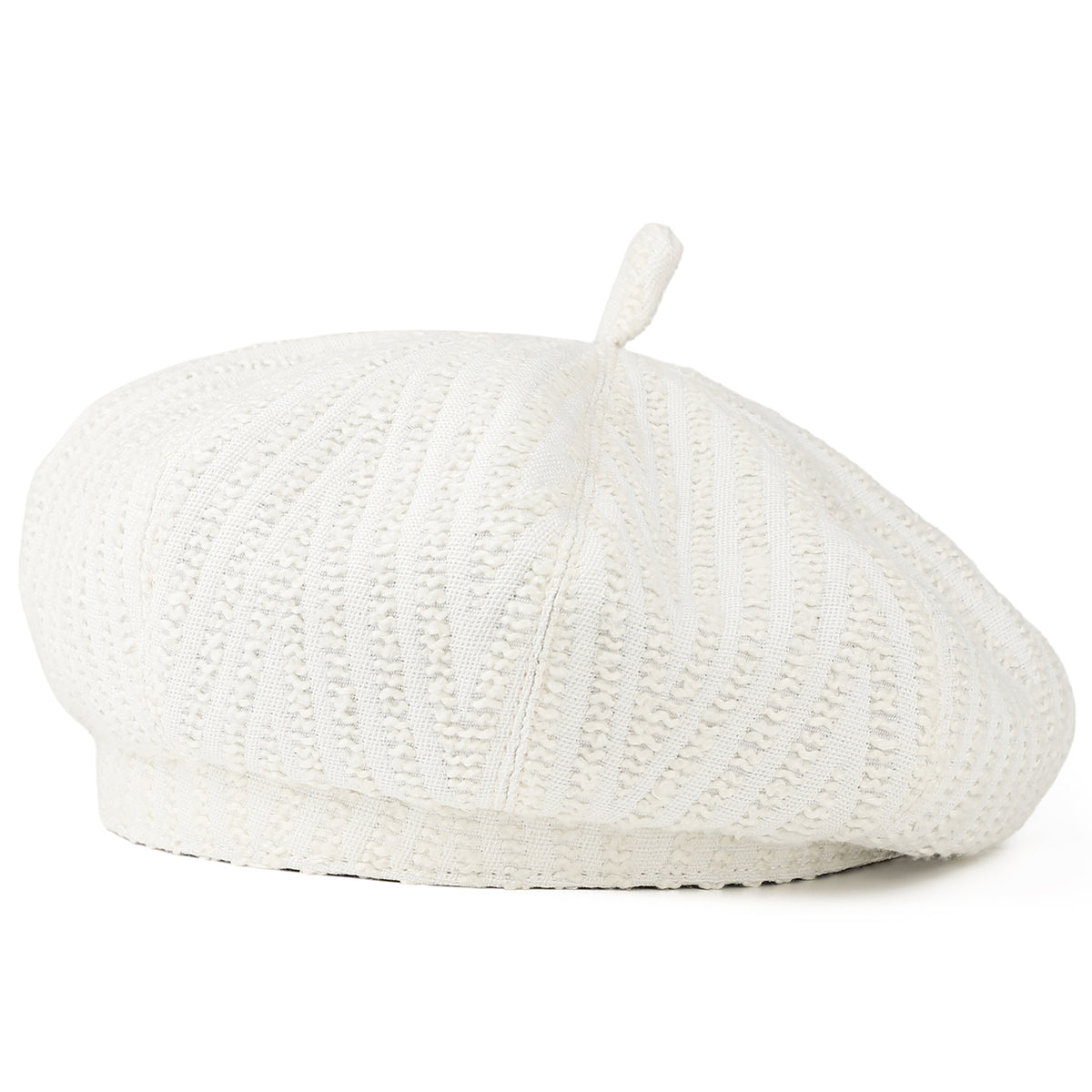Béret femme en maille texturée — style rétro, noir ou blanc