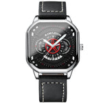 Montre homme carrée à cadran sport et bracelet cuir