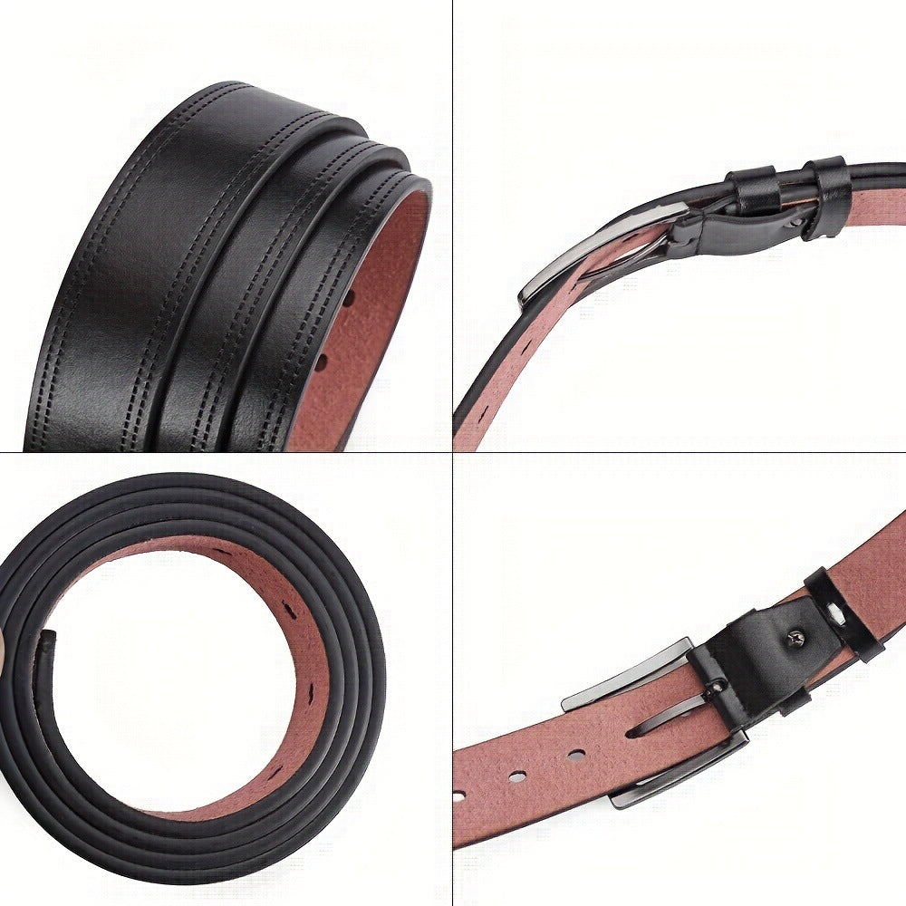 Ceinture homme noire à boucle ardillon et double surpiqûre