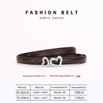 Ceinture fine en cuir, boucle deux cœurs sertis — coloris