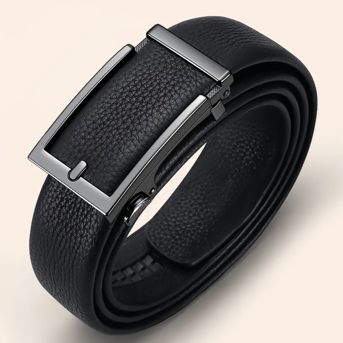 Ceinture homme en cuir de vachette grainé, boucle automatiqu — coloris