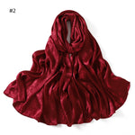 Foulard long en satin jacquard — motif tissé, 12 coloris — coloris
