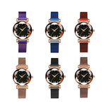 Montre femme cadran ciel étoilé, bracelet milanais magnétique