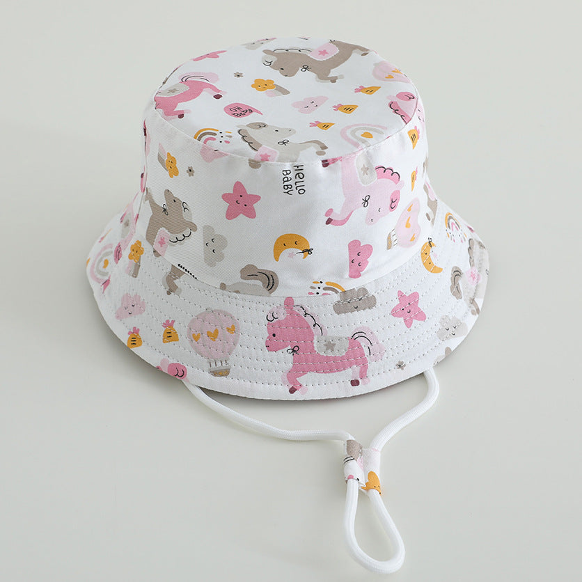 Bob bébé réversible en coton — jugulaire réglable — coloris