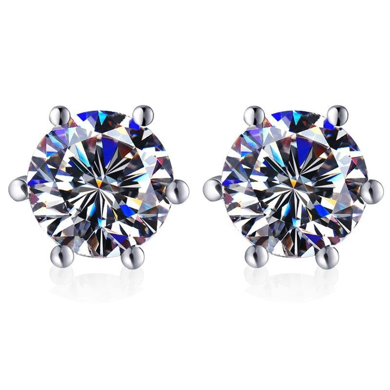 Puces d’oreilles en argent 925 — zircon serti six griffes