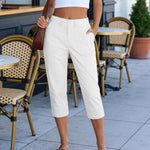 Pantalon femme taille haute à poches plaquées