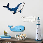 Décorations murales en bois — baleines, 35, 27 et 24 cm