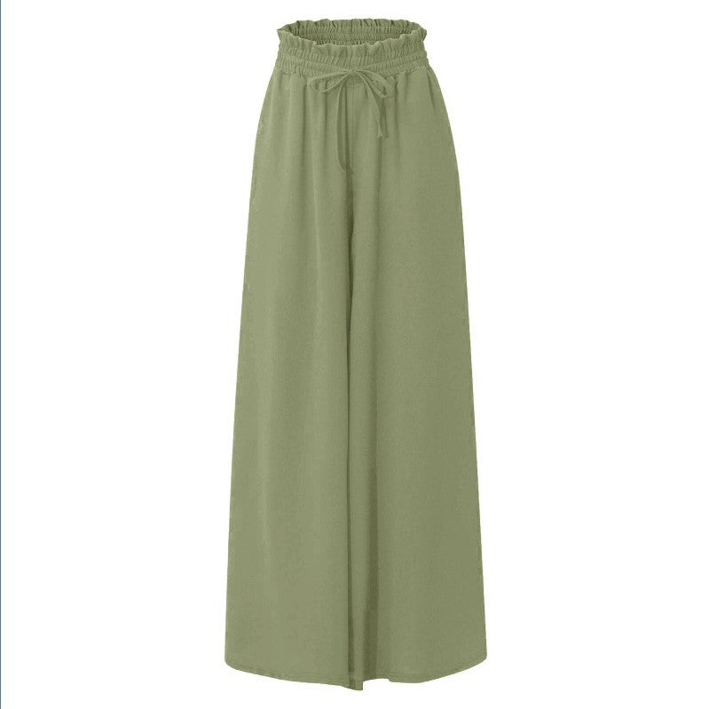 Jupe-culotte longue à taille élastique et cordon — coloris