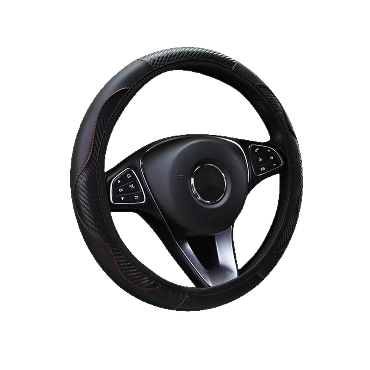 Housse de volant bicolore à grain carbone — 38 cm
