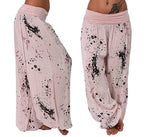 Pantalon sarouel fluide à imprimé moucheté — taille smockée — coloris