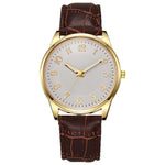 Montre homme classique dorée à bracelet cuir