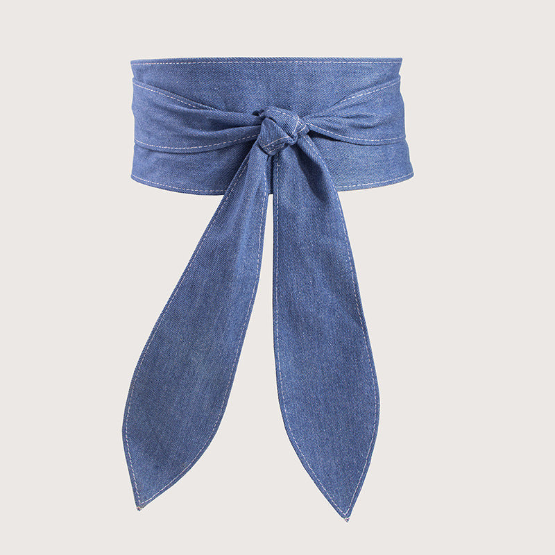 Ceinture large à nouer, longs pans en ruban — coloris