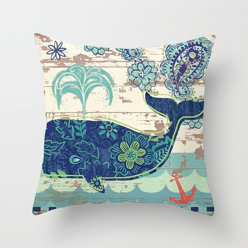 Housse de coussin à motifs marins, esprit méditerranéen — coloris