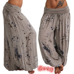 Pantalon sarouel fluide à imprimé moucheté — taille smockée