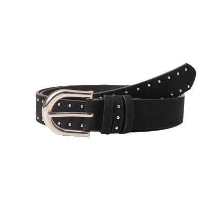 Ceinture femme cloutée à boucle argentée