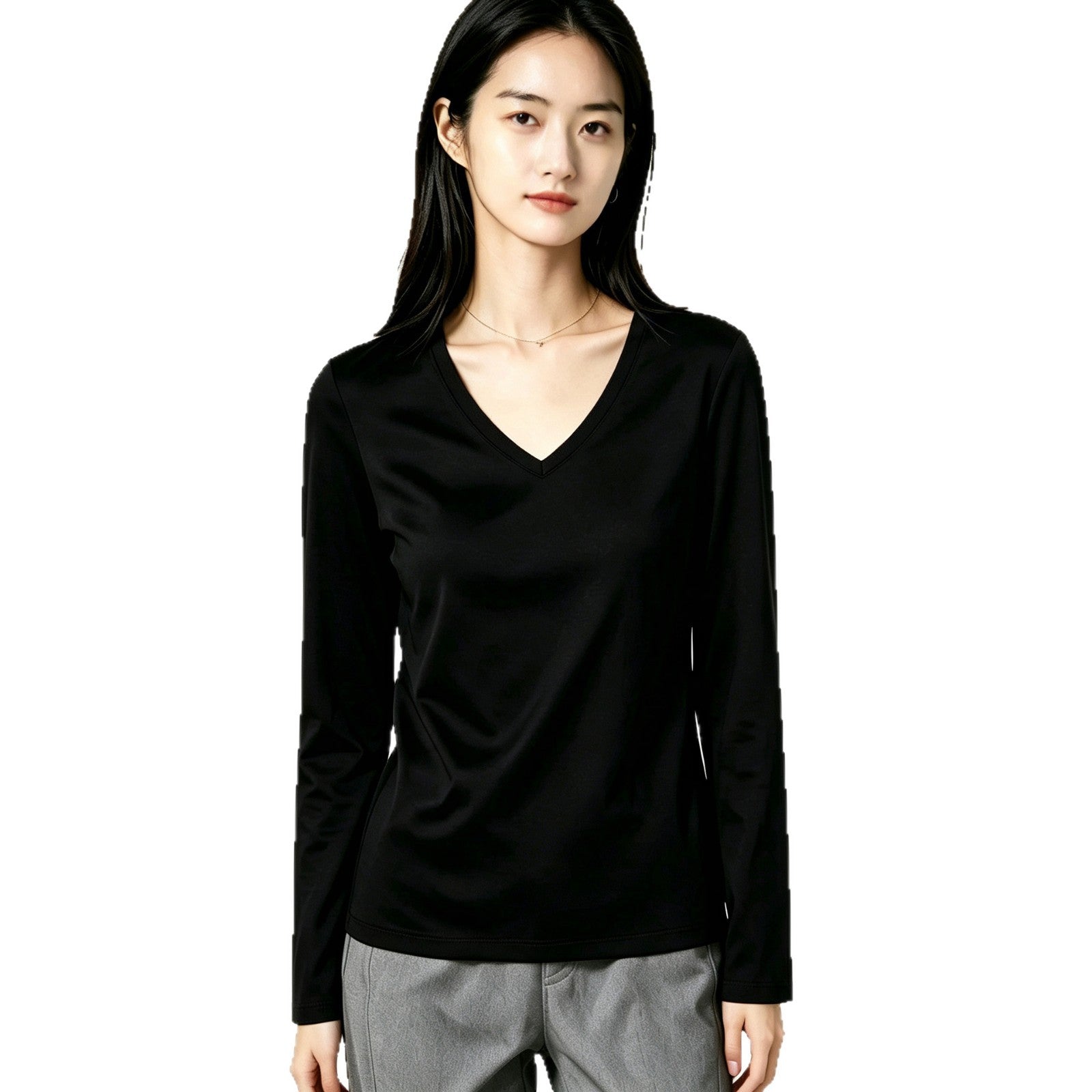 Sous-pull noir en maille fine, encolure au choix
