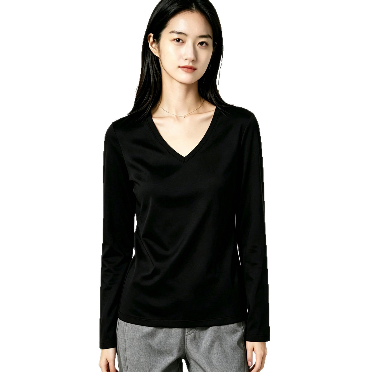 Sous-pull noir en maille fine, encolure au choix