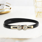 Ceinture fine à fleur sertie de strass — réglable