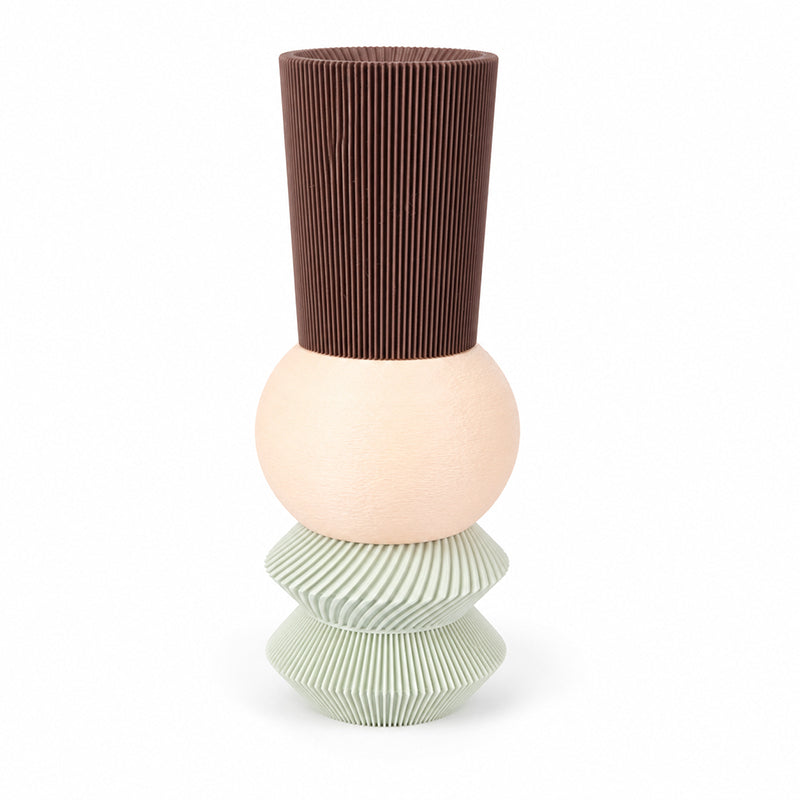 Vase sculpture à volumes empilés, imprimé en 3D