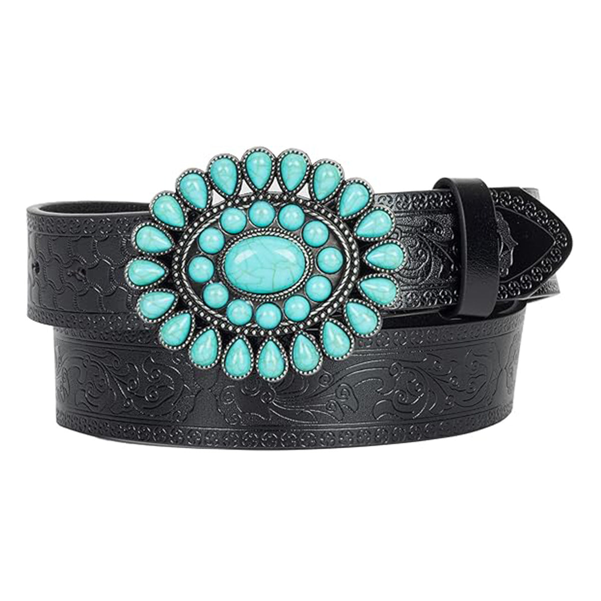Ceinture en cuir sculpté — motif bohème, homme et femme