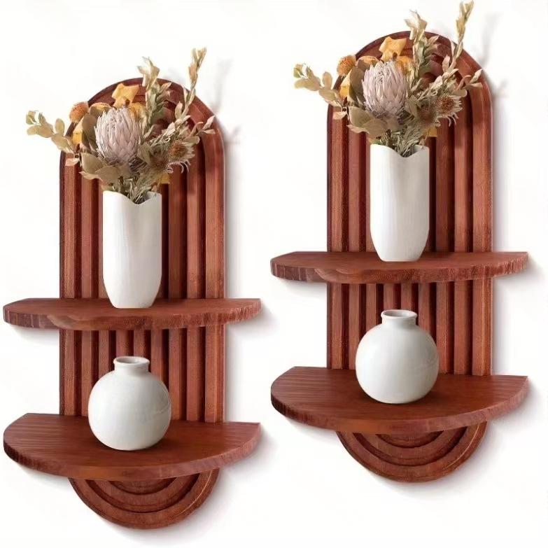 Étagère murale arquée en bois, style bohème