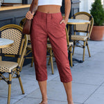 Pantalon femme taille haute à poches plaquées