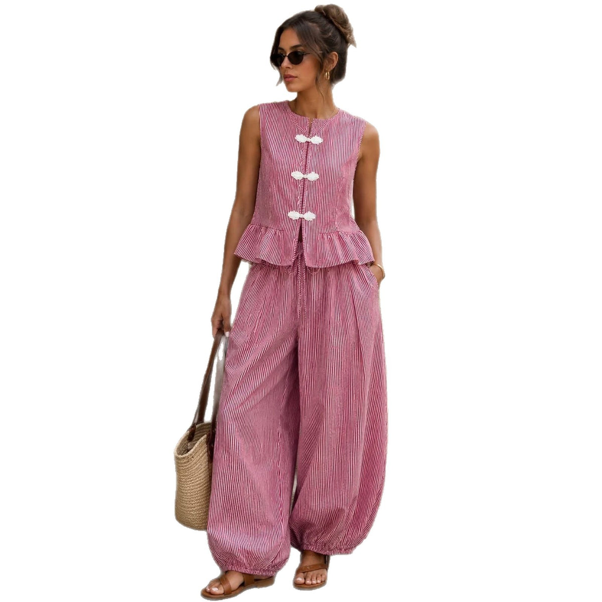 Ensemble 2 pièces — débardeur rayé et pantalon évasé