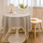 Nappe en coton-lin à pompons, tombé souple — coloris