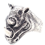 Bague homme tête de rhinocéros en acier titane
