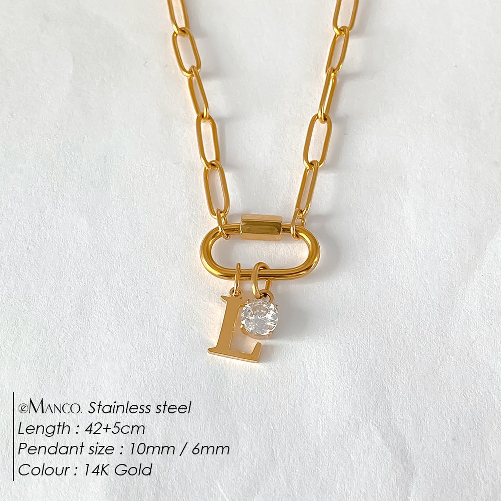 Collier lettre à personnaliser — initiale A à Z, acier inoxy — coloris