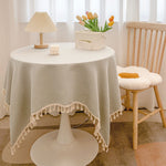 Nappe en coton-lin à pompons, tombé souple — coloris