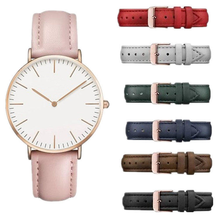 Montre mixte minimaliste, cadran 40 mm et bracelet cuir