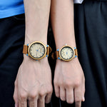 Montre en bois de bambou à bracelet cuir