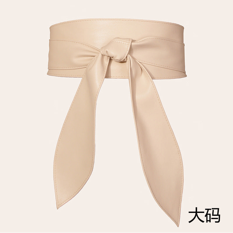 Ceinture large à nouer, longs pans en ruban — coloris