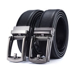 Ceinture homme en croûte de cuir à boucle automatique, noir ou chocolat