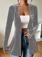 Veste ouverte en velours fluide, un bouton — coloris