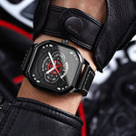 Montre homme carrée à cadran sport et bracelet cuir