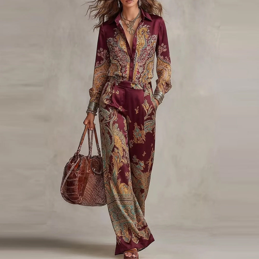Ensemble chemise et pantalon à motif cachemire