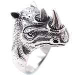Bague homme tête de rhinocéros en acier titane