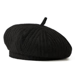Béret femme en maille texturée — style rétro, noir ou blanc — coloris