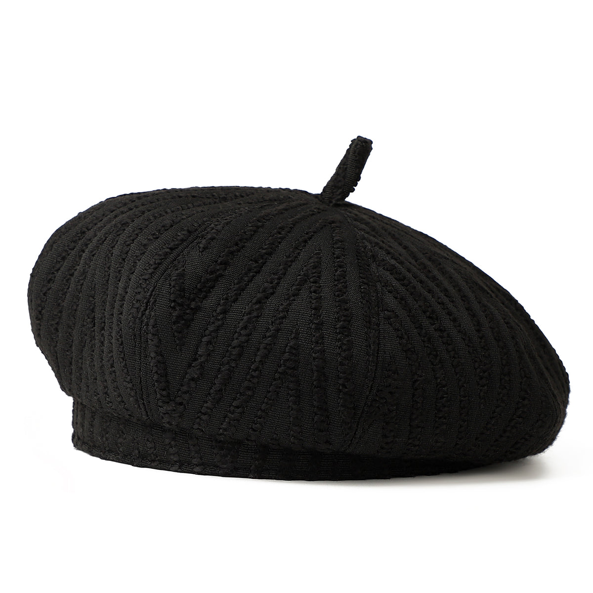 Béret femme en maille texturée — style rétro, noir ou blanc — coloris